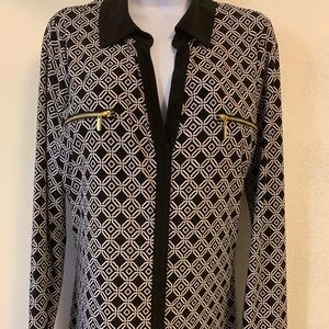 INC Geometric Black and White Dress Shirt